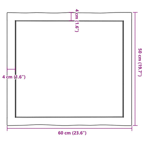 Mizna plošča 60x50x(2-4) cm neobdelana hrastovina naraven rob