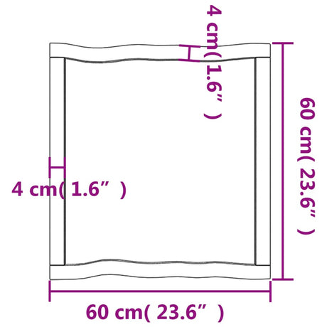 Mizna plošča 60x60x(2-6) cm neobdelana hrastovina naraven rob