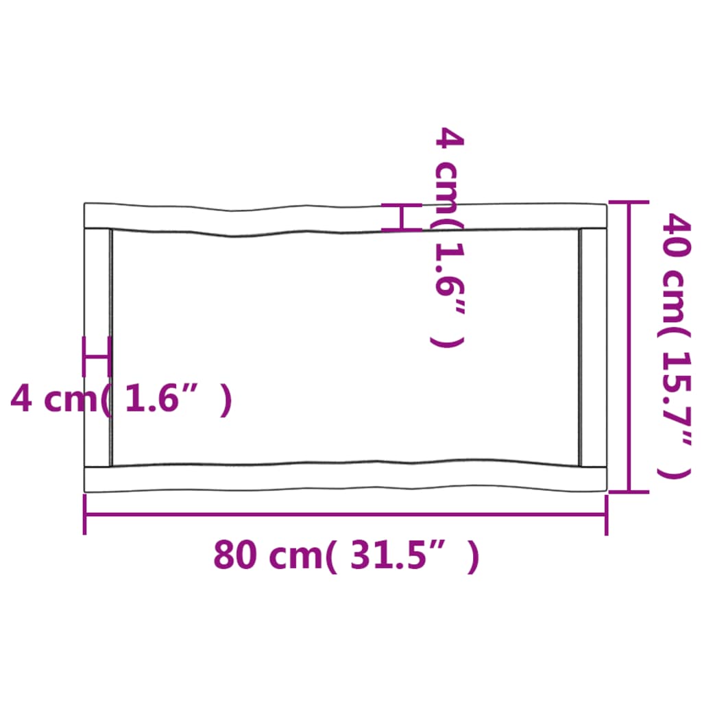 Mizna plošča 80x40x(2-6) cm neobdelana hrastovina naraven rob