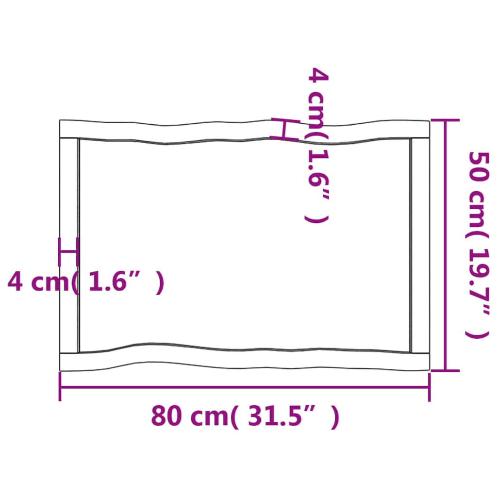 Mizna plošča 80x50x(2-4) cm neobdelana hrastovina naraven rob