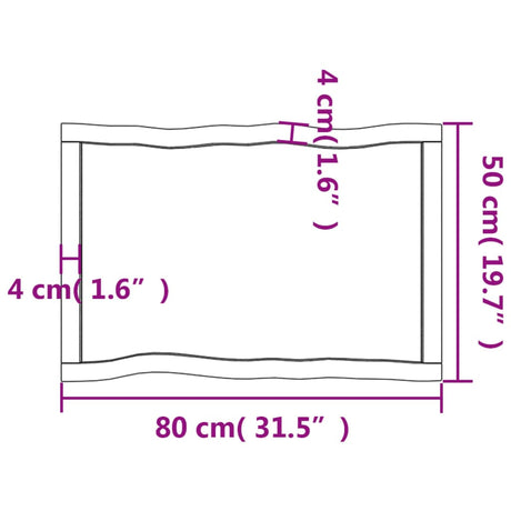 Mizna plošča 80x50x(2-4) cm neobdelana hrastovina naraven rob