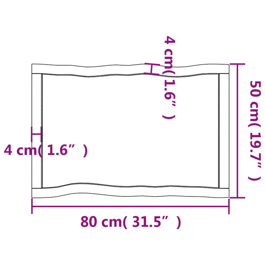 Mizna plošča 80x50x(2-6) cm neobdelana hrastovina naraven rob