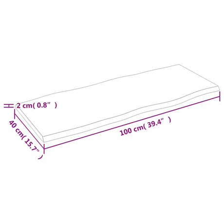 Mizna plošča 100x40x2cm neobdelana trdna hrastovina naraven rob