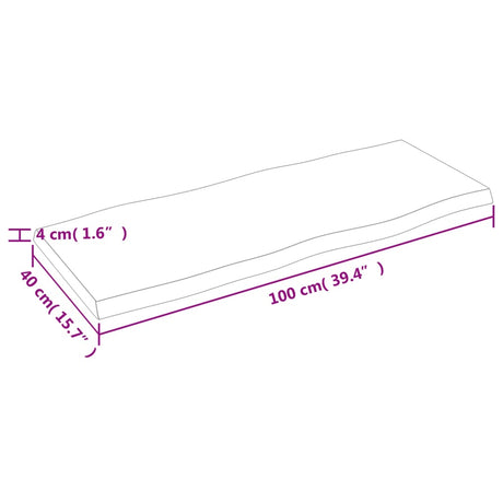 Mizna plošča 100x40x(2-4) cm neobdelana hrastovina naraven rob