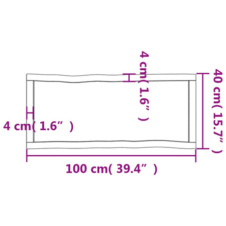 Mizna plošča 100x40x(2-4) cm neobdelana hrastovina naraven rob