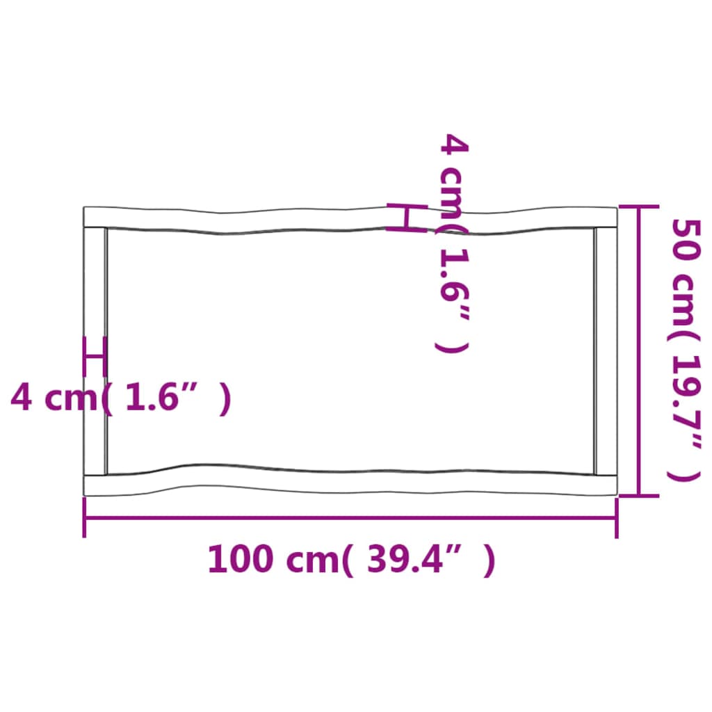 Mizna plošča 100x50x(2-4) cm neobdelana hrastovina naraven rob