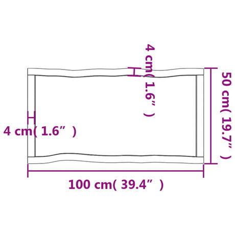 Mizna plošča 100x50x(2-4) cm neobdelana hrastovina naraven rob