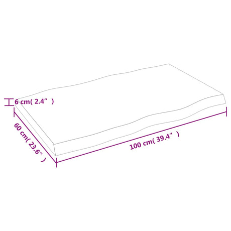 Mizna plošča 100x60x(2-6) cm neobdelana hrastovina naraven rob