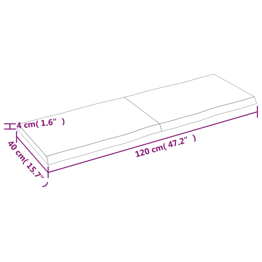 Mizna plošča 120x40x(2-4) cm neobdelana hrastovina naraven rob