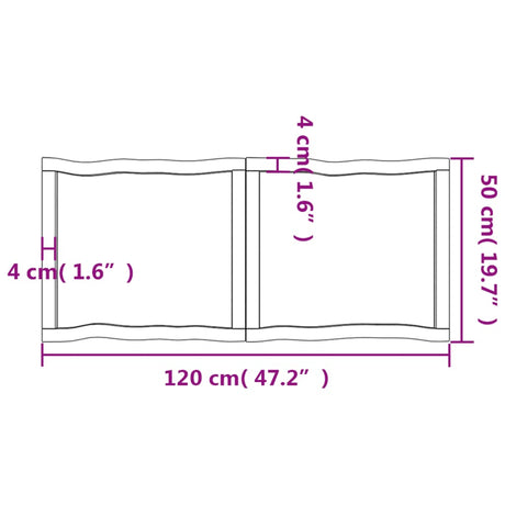 Mizna plošča 120x50x(2-4) cm neobdelana hrastovina naraven rob