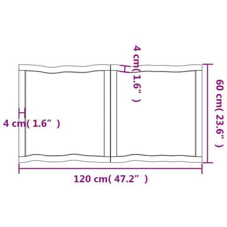 Mizna plošča 120x60x(2-4) cm neobdelana hrastovina naraven rob