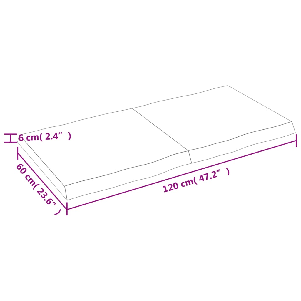 Mizna plošča 120x60x(2-6) cm neobdelana hrastovina naraven rob