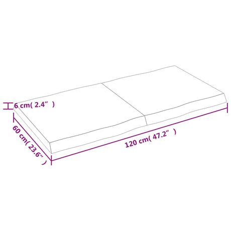 Mizna plošča 120x60x(2-6) cm neobdelana hrastovina naraven rob