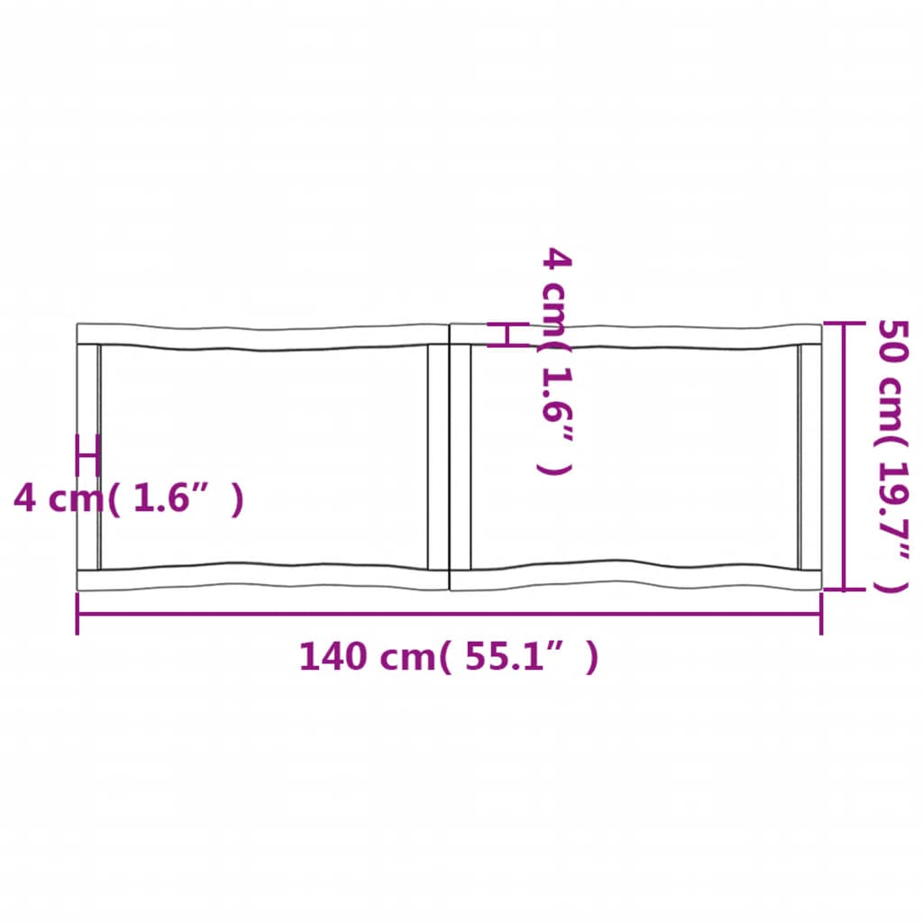 Mizna plošča 140x50x(2-6) cm neobdelana hrastovina naraven rob