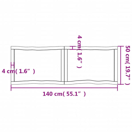 Mizna plošča 140x50x(2-6) cm neobdelana hrastovina naraven rob