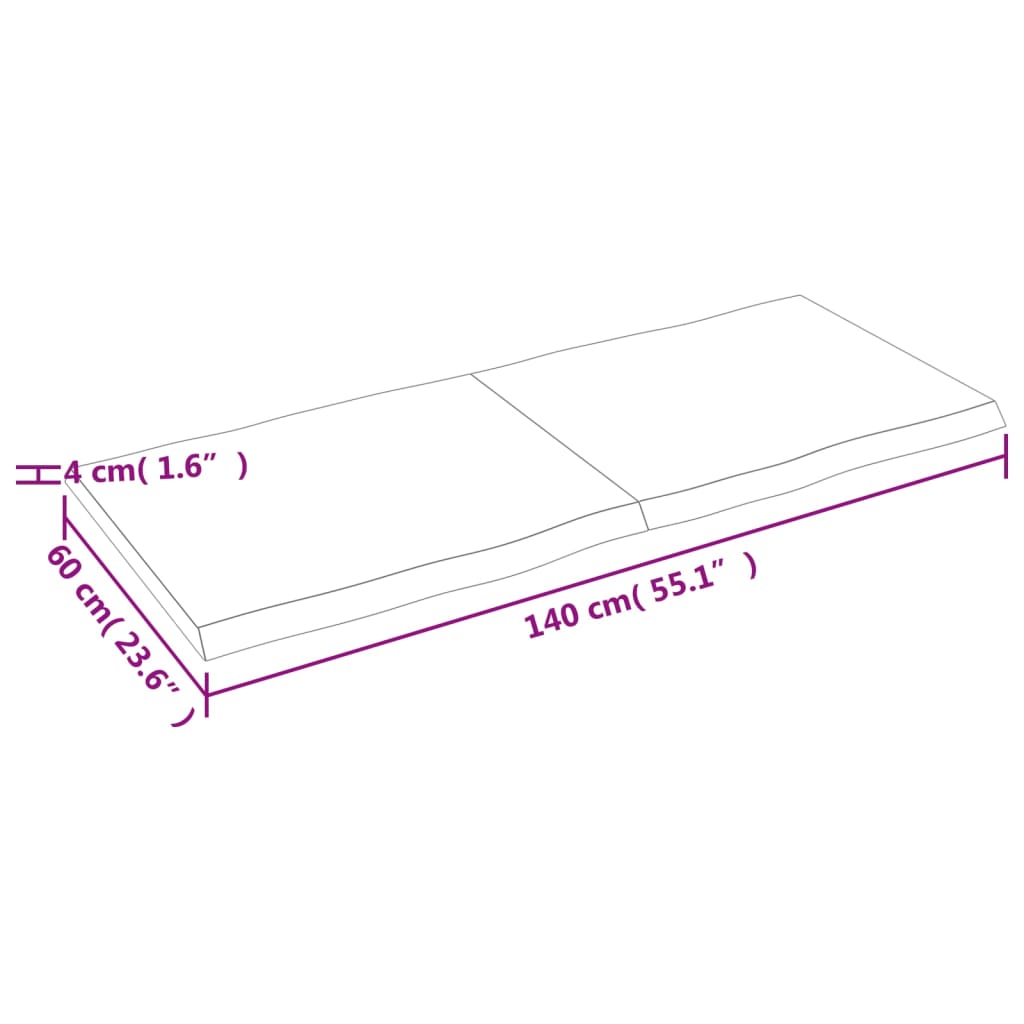 Mizna plošča 140x60x(2-4) cm neobdelana hrastovina naraven rob