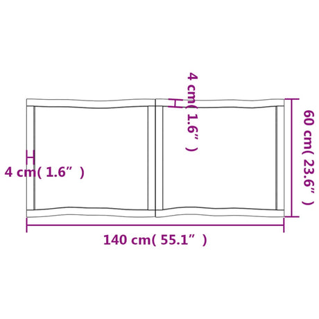 Mizna plošča 140x60x(2-4) cm neobdelana hrastovina naraven rob