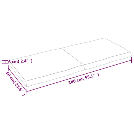 Mizna plošča 140x60x(2-6) cm neobdelana hrastovina naraven rob