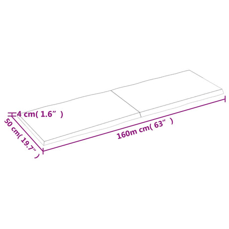 Mizna plošča 160x50x(2-4) cm neobdelana hrastovina naraven rob