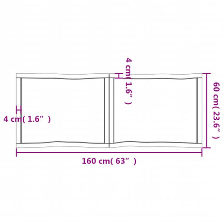 Mizna plošča 160x60x(2-4) cm neobdelana hrastovina naraven rob