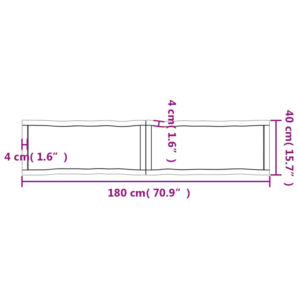 Mizna plošča 180x40x(2-4) cm neobdelana hrastovina naraven rob