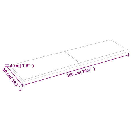 Mizna plošča 180x50x(2-4) cm neobdelana hrastovina naraven rob