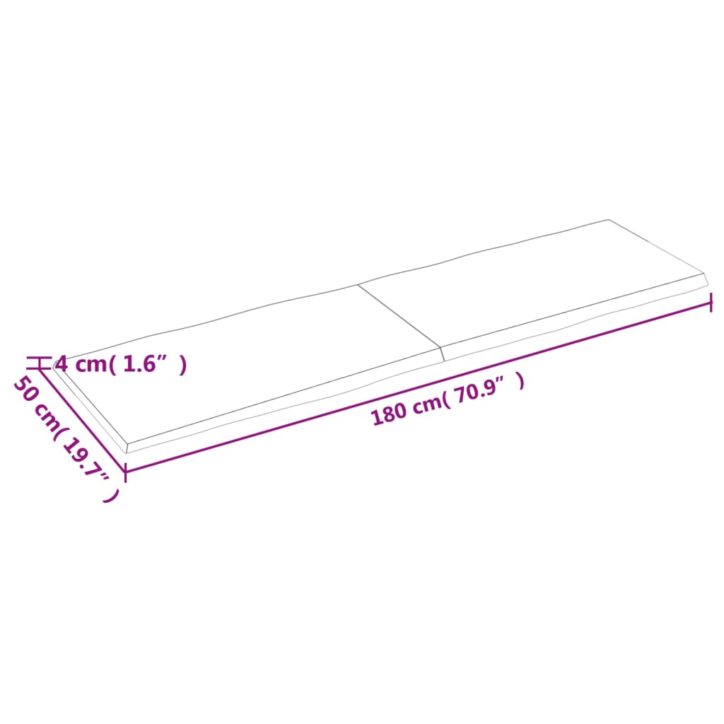 Mizna plošča 180x50x(2-4) cm neobdelana hrastovina naraven rob