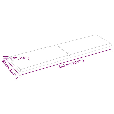 Mizna plošča 180x50x(2-6) cm neobdelana hrastovina naraven rob