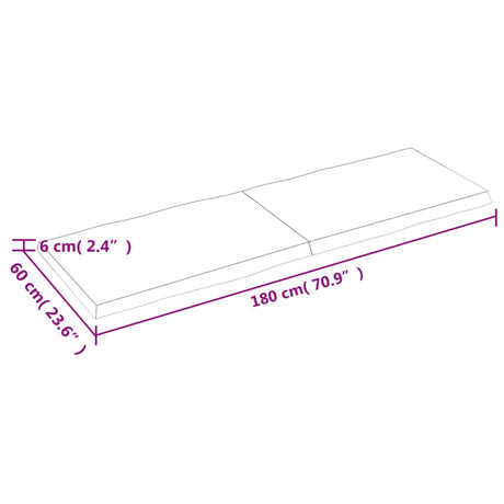 Mizna plošča 180x60x(2-6) cm neobdelana hrastovina naraven rob