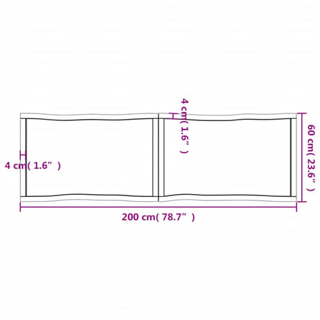 Mizna plošča 200x60x(2-6) cm neobdelana hrastovina naraven rob