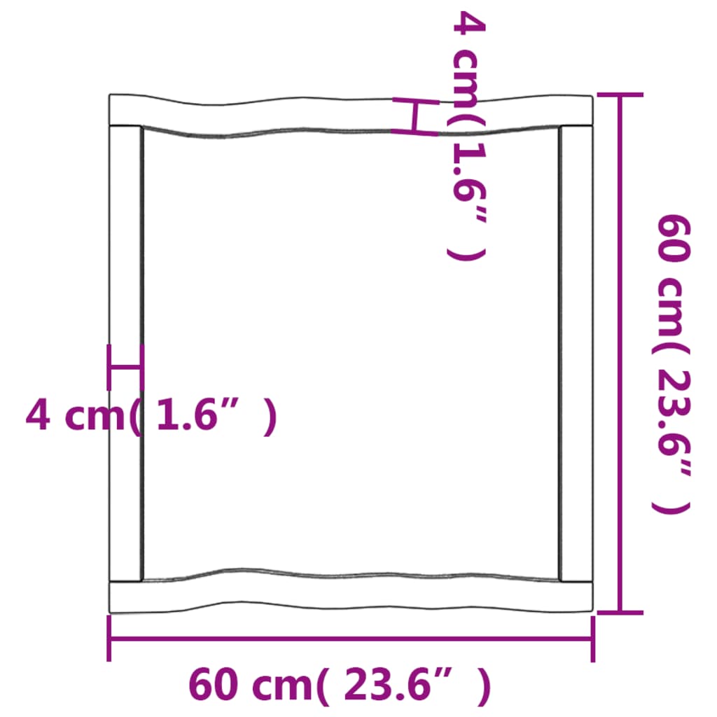 Mizna plošča sv. rjava 60x60x(2-4) cm obdelana trdna hrastovina