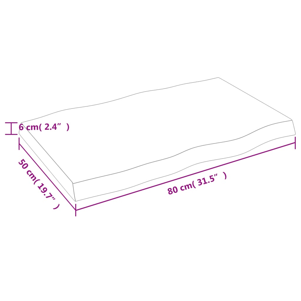 Mizna plošča sv. rjava 80x50x(2-6) cm obdelana trdna hrastovina