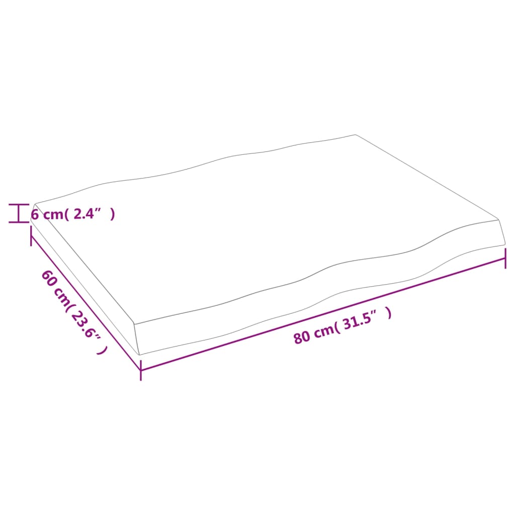 Mizna plošča sv. rjava 80x60x(2-6) cm obdelana trdna hrastovina