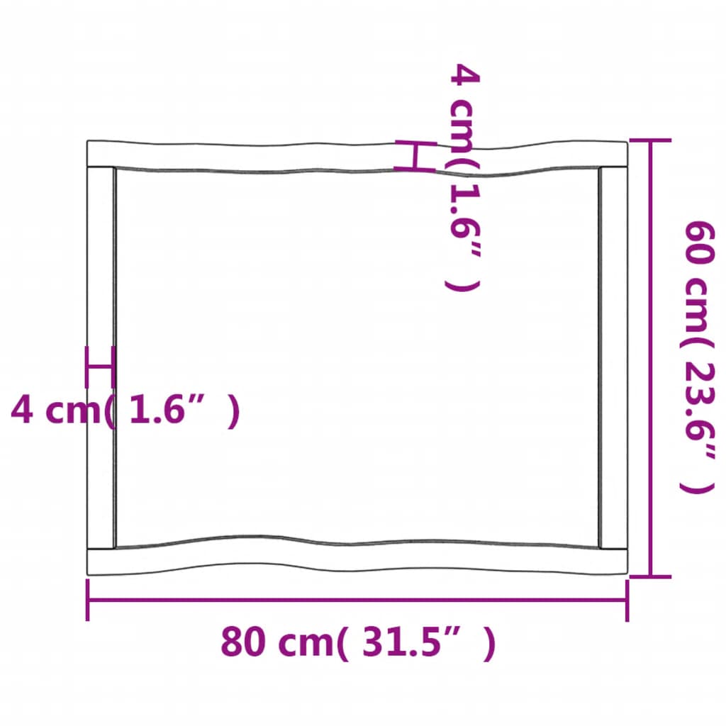 Mizna plošča sv. rjava 80x60x(2-6) cm obdelana trdna hrastovina