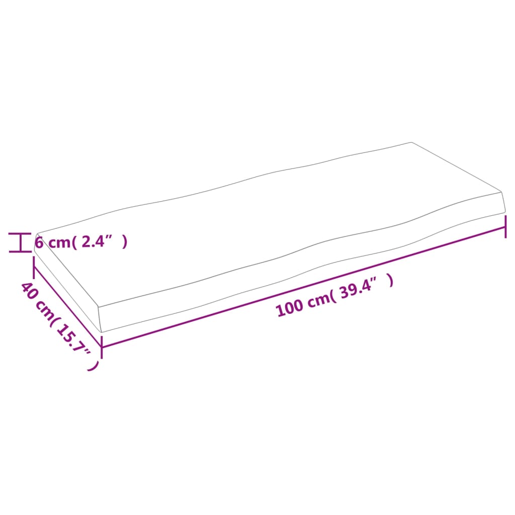 Mizna plošča sv. rjava 100x40x(2-6)cm obdelana trdna hrastovina