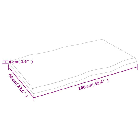 Mizna plošča sv. rjava 100x60x(2-4)cm obdelana trdna hrastovina