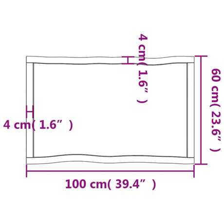 Mizna plošča sv. rjava 100x60x(2-4)cm obdelana trdna hrastovina