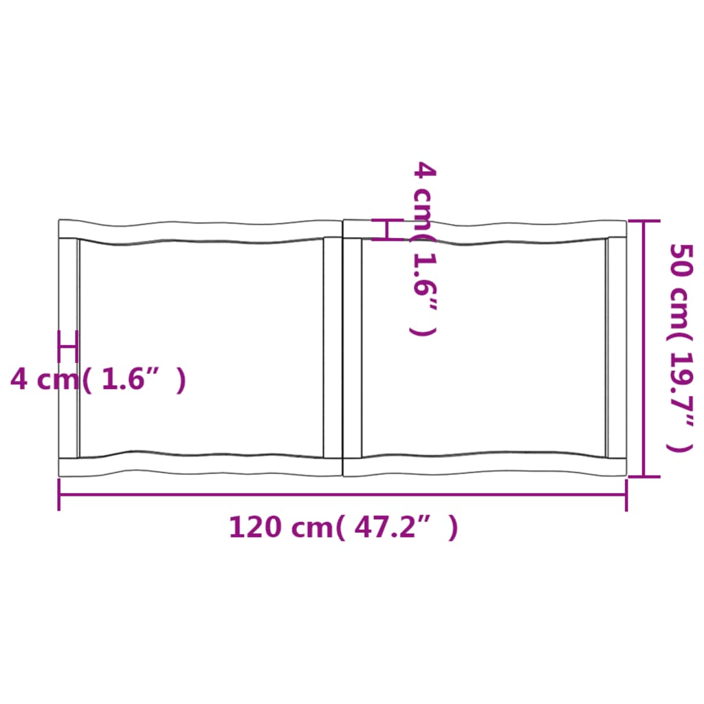 Mizna plošča sv. rjava 120x50x(2-6)cm obdelana trdna hrastovina