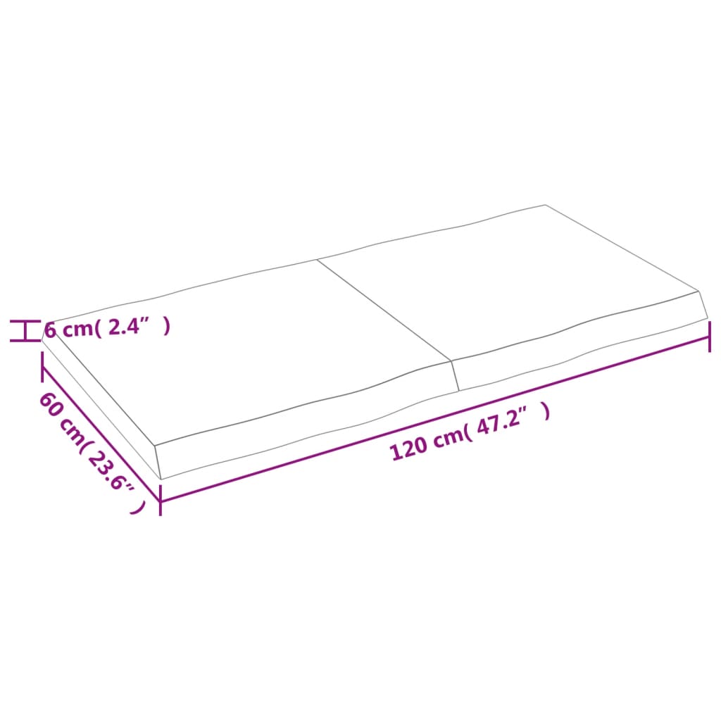 Mizna plošča sv. rjava 120x60x(2-6)cm obdelana trdna hrastovina