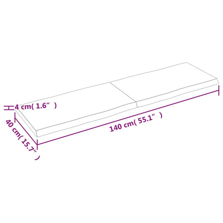 Mizna plošča sv. rjava 140x40x(2-4)cm obdelana trdna hrastovina