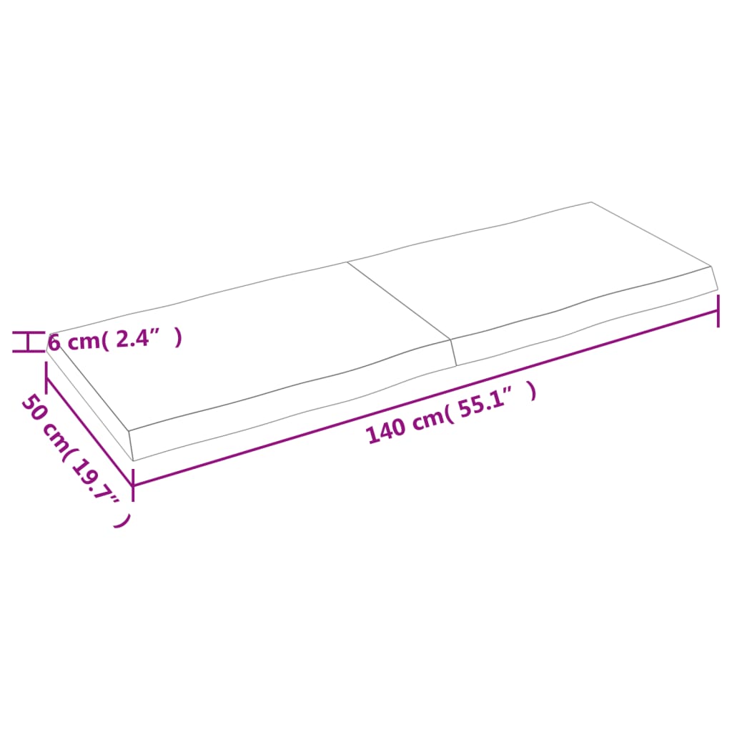 Mizna plošča sv. rjava 140x50x(2-6)cm obdelana trdna hrastovina