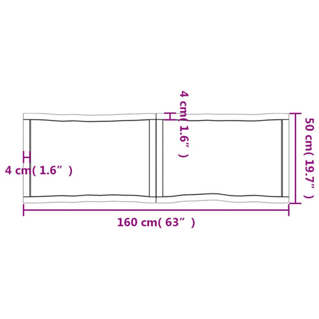 Mizna plošča sv. rjava 160x50x(2-4)cm obdelana trdna hrastovina