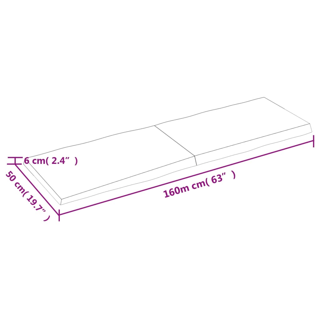 Mizna plošča sv. rjava 160x50x(2-6)cm obdelana trdna hrastovina