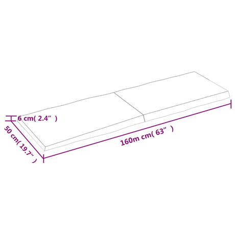 Mizna plošča sv. rjava 160x50x(2-6)cm obdelana trdna hrastovina