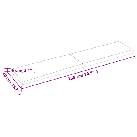 Mizna plošča sv. rjava 180x40x(2-6)cm obdelana trdna hrastovina