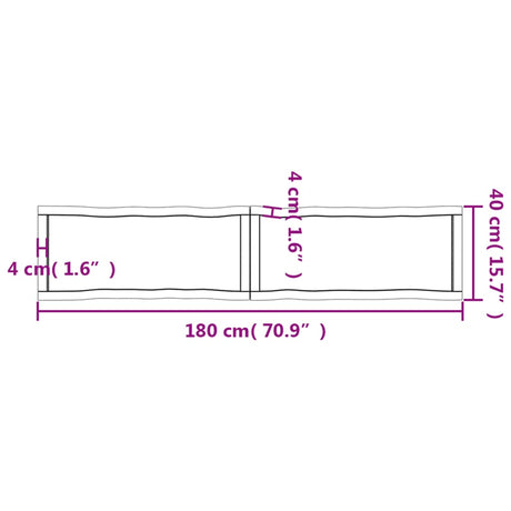 Mizna plošča sv. rjava 180x40x(2-6)cm obdelana trdna hrastovina