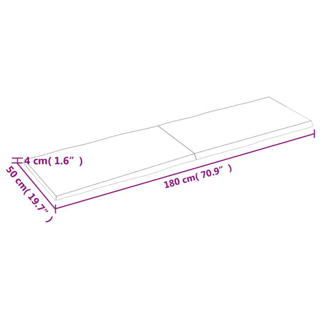 Mizna plošča sv. rjava 180x50x(2-4)cm obdelana trdna hrastovina