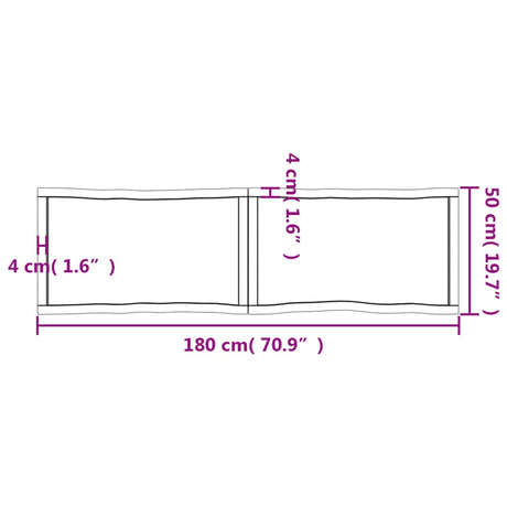 Mizna plošča sv. rjava 180x50x(2-4)cm obdelana trdna hrastovina