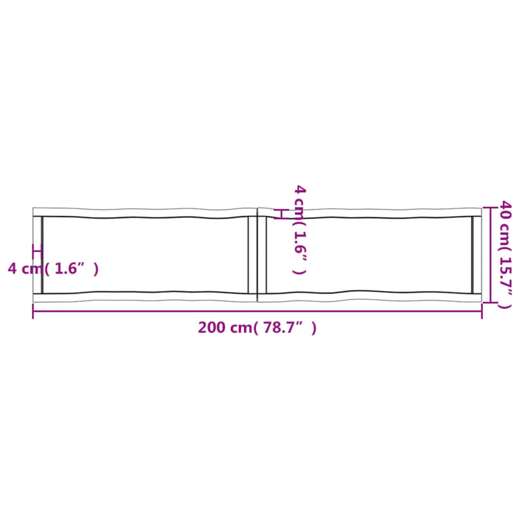 Mizna plošča sv. rjava 200x40x(2-6)cm obdelana trdna hrastovina