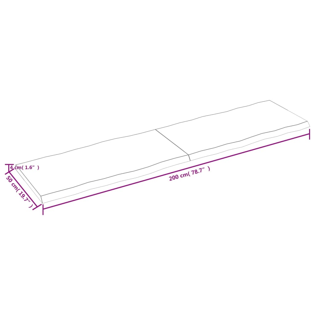 Mizna plošča sv. rjava 200x50x(2-4)cm obdelana trdna hrastovina